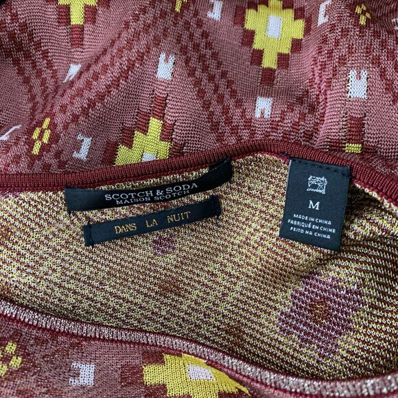 Scotch & Soda Dans La Nuit Metallic Trim Top Size M High Neck Mid Sleeves *READ - Picture 8 of 10